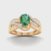 9ct Yellow Gold Created Emerald and Diamond Ring
