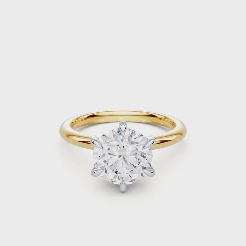 2.00ct Laboratory Grown Diamond Six Claw Solitaire Ring in 18ct Yellow Gold and 18ct White Gold