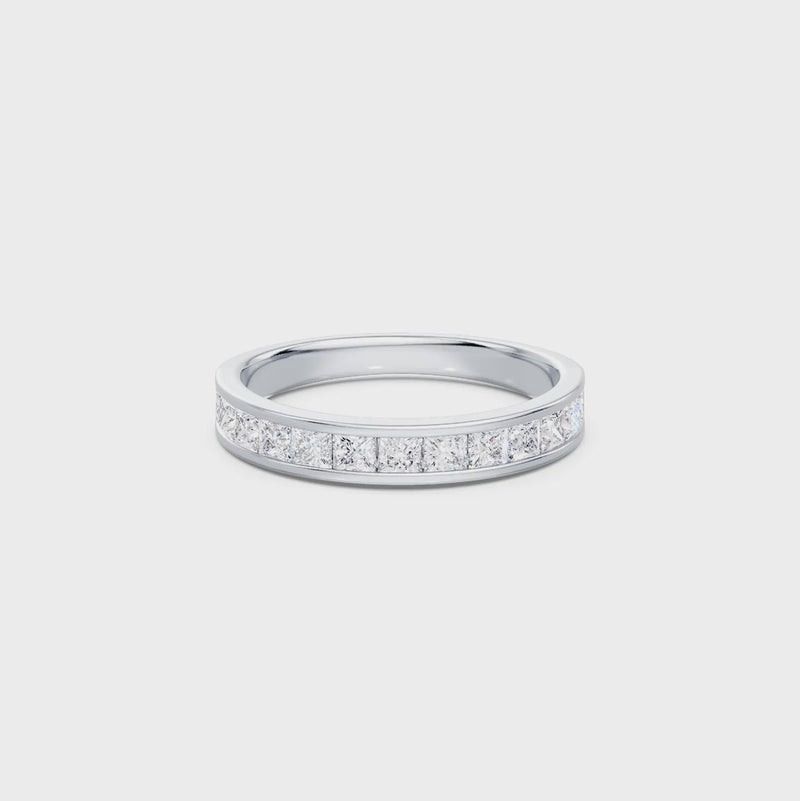 Princess Cut Chanel Set Anniversary Band with 1.00ct of Laboratory Grown Diamonds in 18ct White Gold