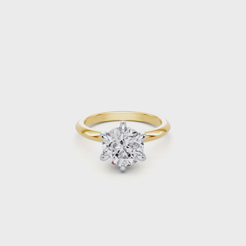 3.00ct Laboratory Grown Diamond Six Claw Solitaire Ring in 18ct Yellow Gold and 18ct White Gold