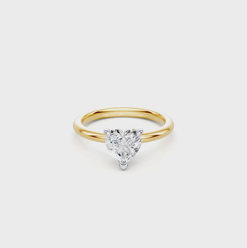 1.50ct Laboratory Grown Diamond Heart Cut Solitaire Ring in 18ct Yellow and White Gold