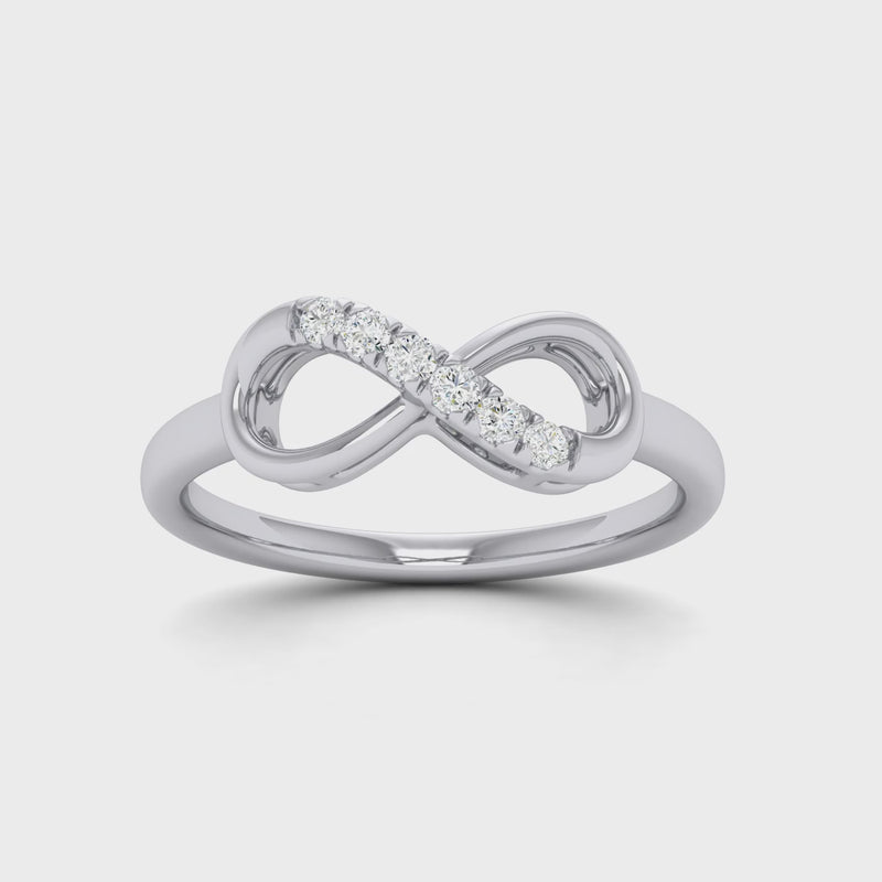 9ct White Gold Diamond Set Stackable Infinity Ring