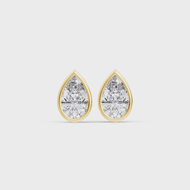 Pear Solitaire Stud Earrings with 1.00ct of Laboratory Grown Diamonds in 9ct Yellow Gold