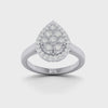 9ct White Gold 0.25ct Diamond Pear Miracle Set Halo Ring