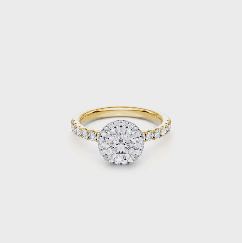 Hidden Halo Solitaire Ring with 2.00ct of Laboratory Grown Diamonds in 18ct Yellow and White Gold
