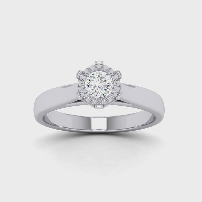 Brilliant Illusion Solitaire Miracle Ring with 0.10ct Diamonds in 9ct White Gold