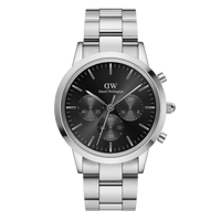 Daniel Wellington Iconic Chronograph 42 Link Silver & Black Sunray Watch Watches Daniel Wellington 
