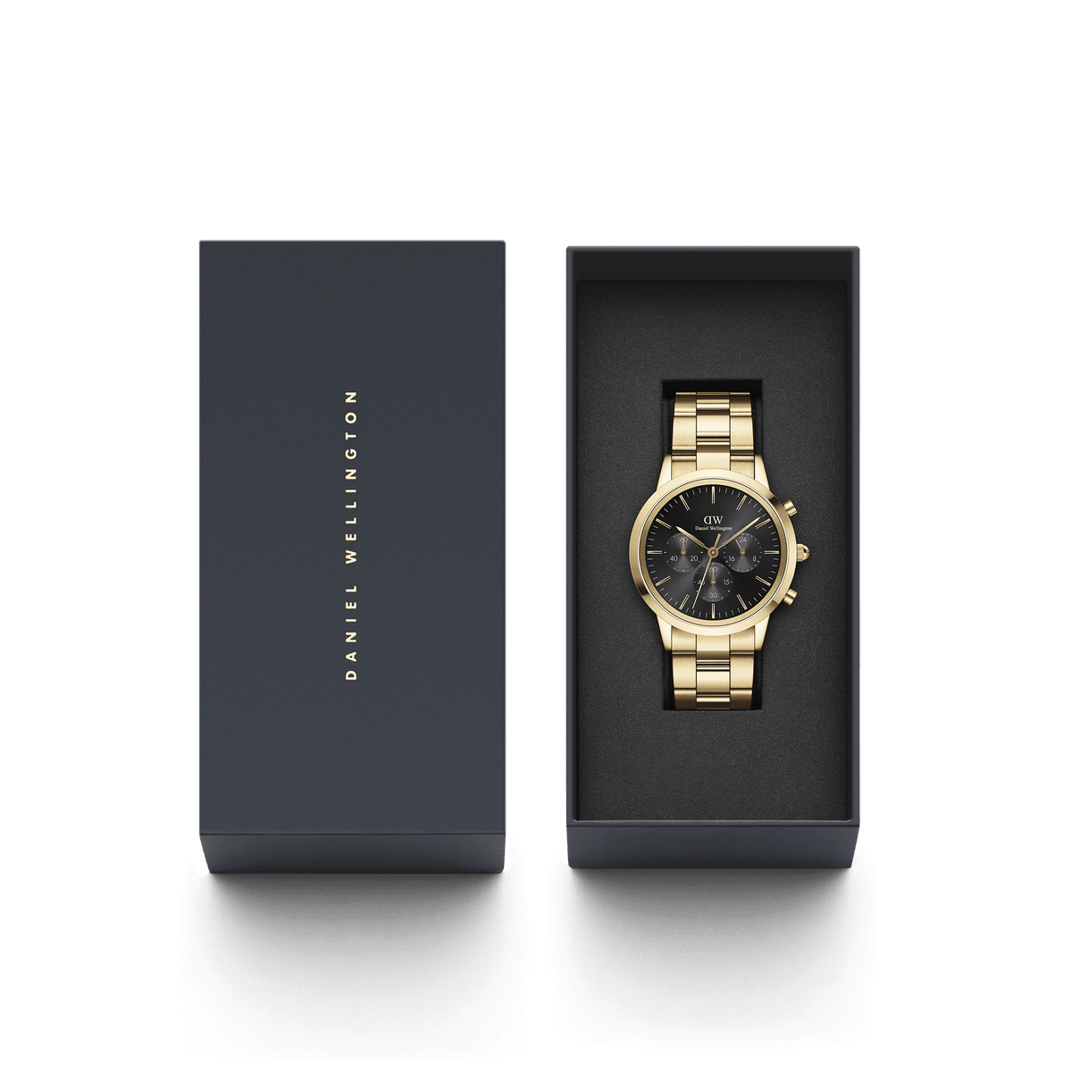 Daniel Wellington Iconic Chronograph 42 Link Gold & White Sunray Watch Watches Daniel Wellington 