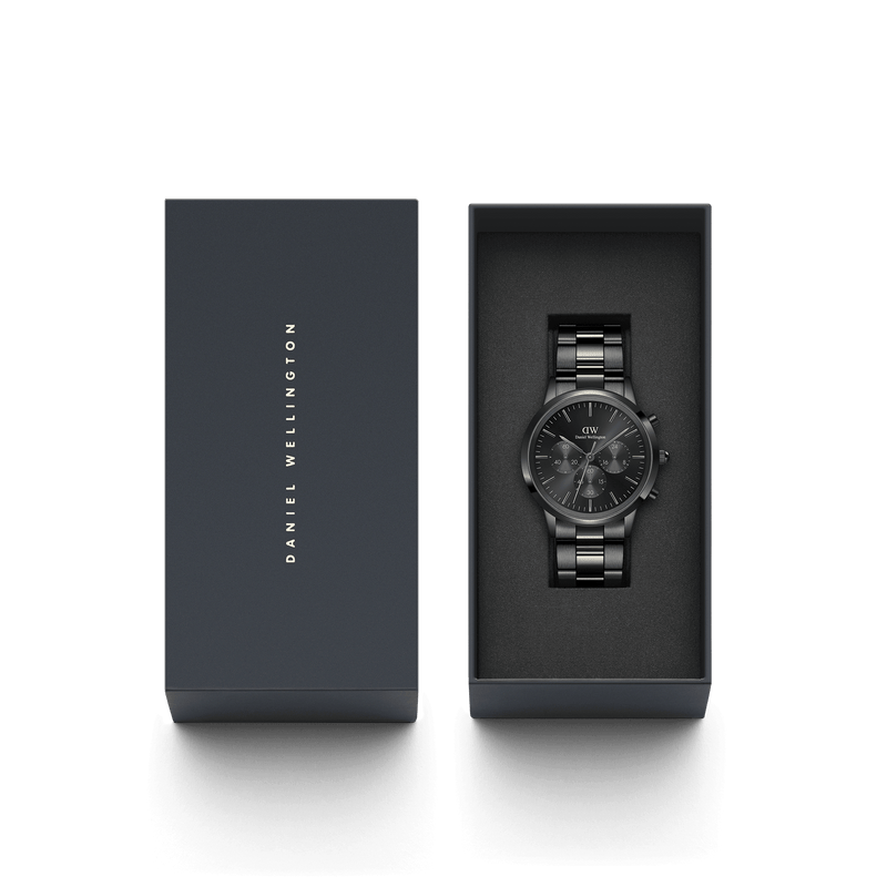 Daniel Wellington Iconic Chronograph 42 Link Black Sunray Watch Watches Daniel Wellington 