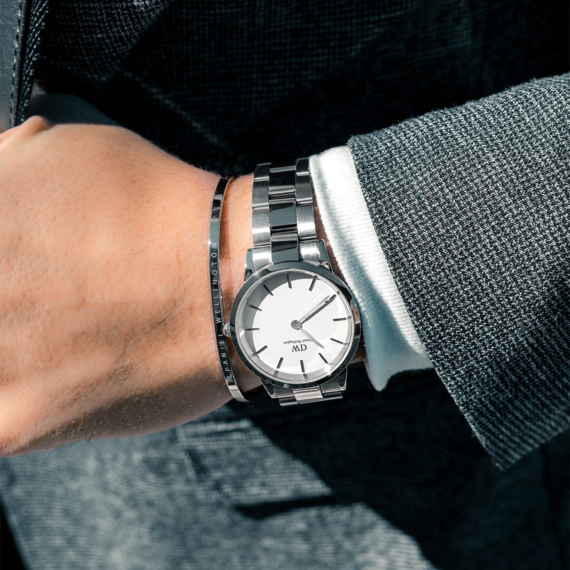 Daniel Wellington Iconic Link 36 Silver & White Watch Watches Daniel Wellington 
