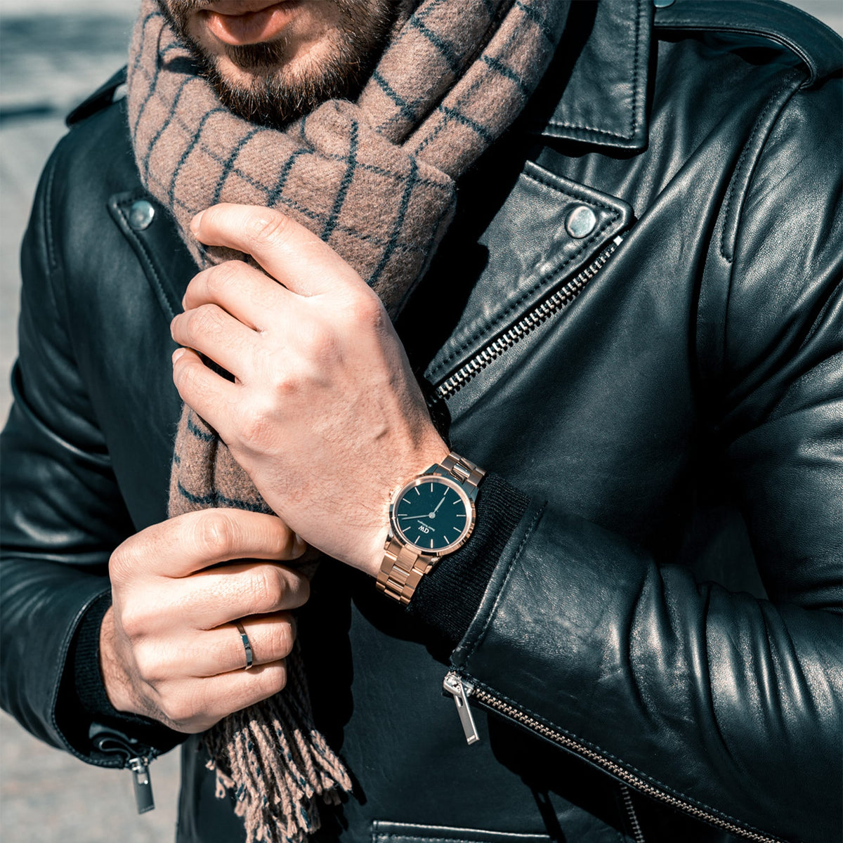 Daniel Wellington Iconic Link 36 Rose Gold & Black Watch Watches Daniel Wellington 