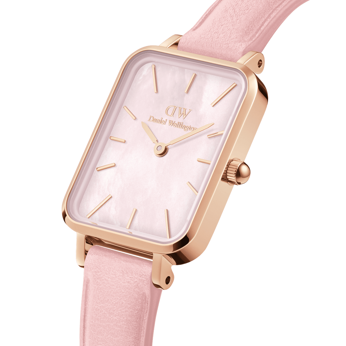 Daniel Wellington Quadro Pink Leather & Rose Gold Mother of Pearl Watch Watches Daniel Wellington 