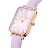 Daniel Wellington Quadro Purple Leather & Rose Gold Mother of Pearl Watch Watches Daniel Wellington 