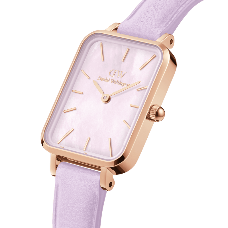 Daniel Wellington Quadro Purple Leather & Rose Gold Mother of Pearl Watch Watches Daniel Wellington 