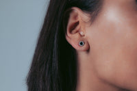 GEORGINI REFLECTION ENAMEL STUD EARRINGS SILVER & BLACK Georgini 