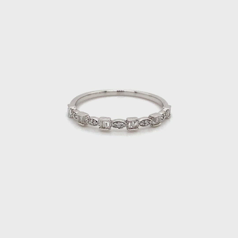 9ct White Gold 0.10ct Baguette Diamond Stackable Ring