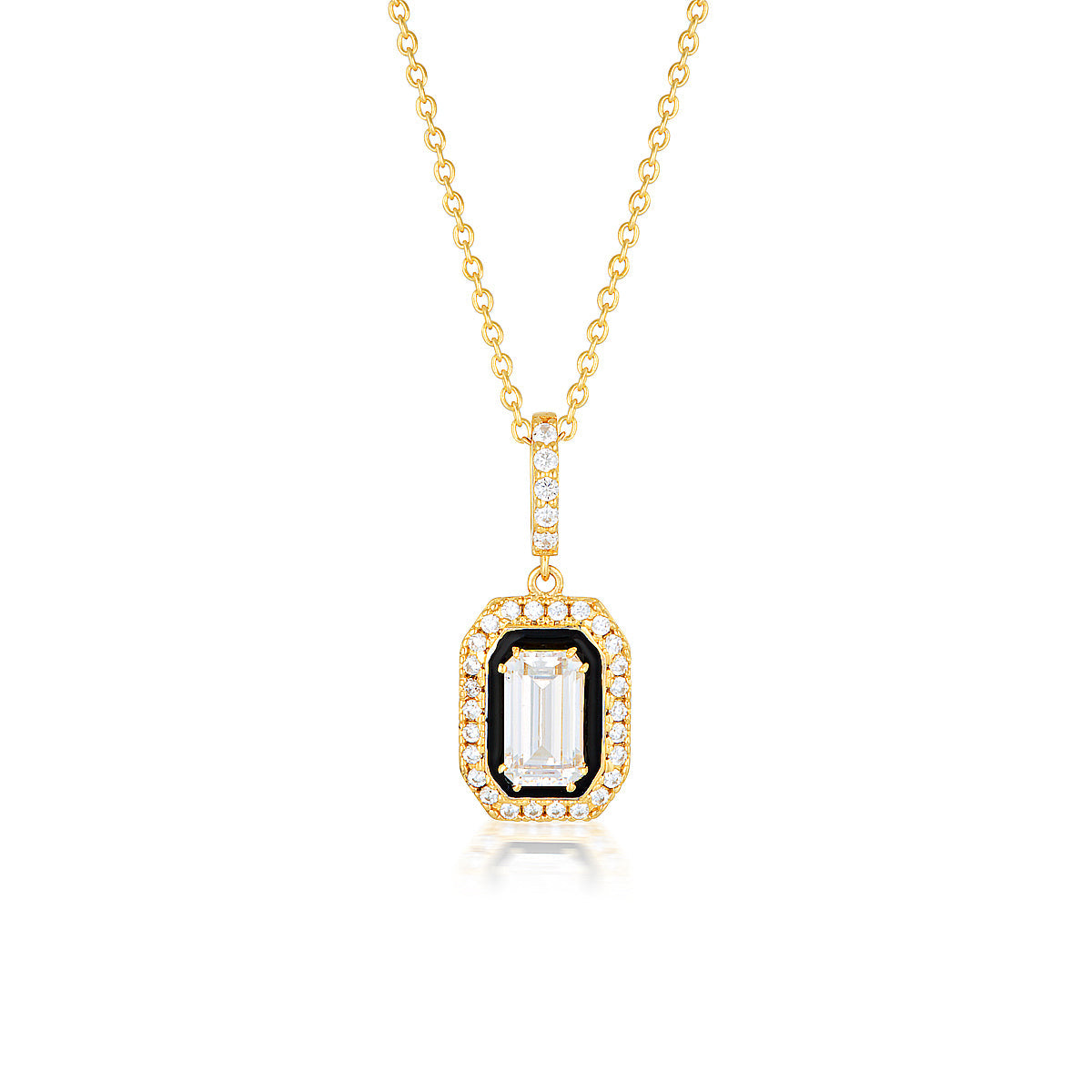 GEORGINI REFLECTION RETROSPECT PENDANT GOLD & BLACK ENAMEL Georgini 