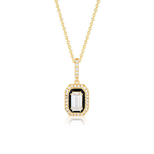 GEORGINI REFLECTION RETROSPECT PENDANT GOLD & BLACK ENAMEL Georgini 