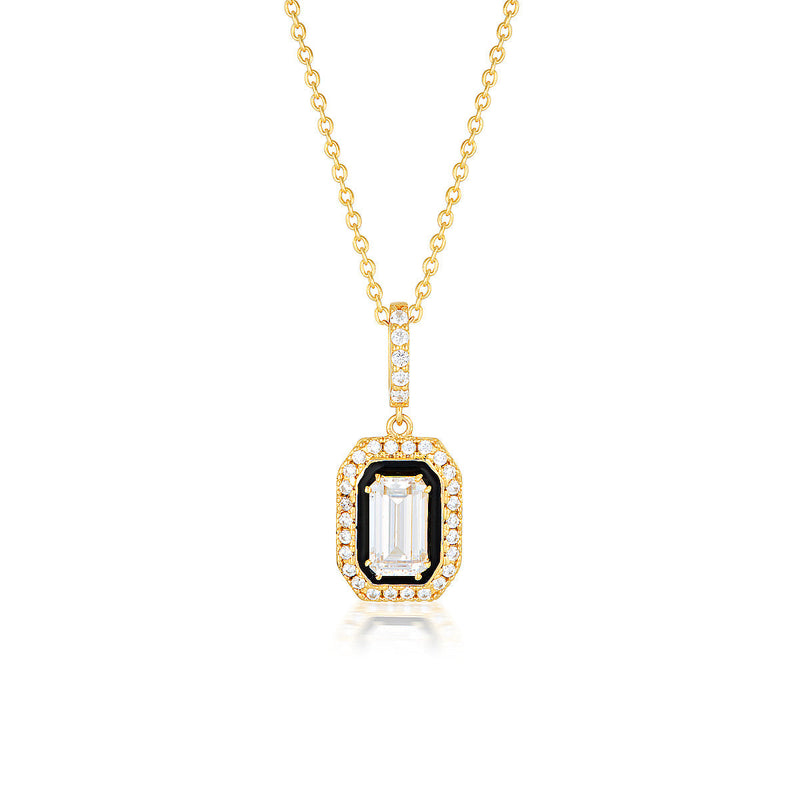 GEORGINI REFLECTION RETROSPECT PENDANT GOLD & BLACK ENAMEL Georgini 