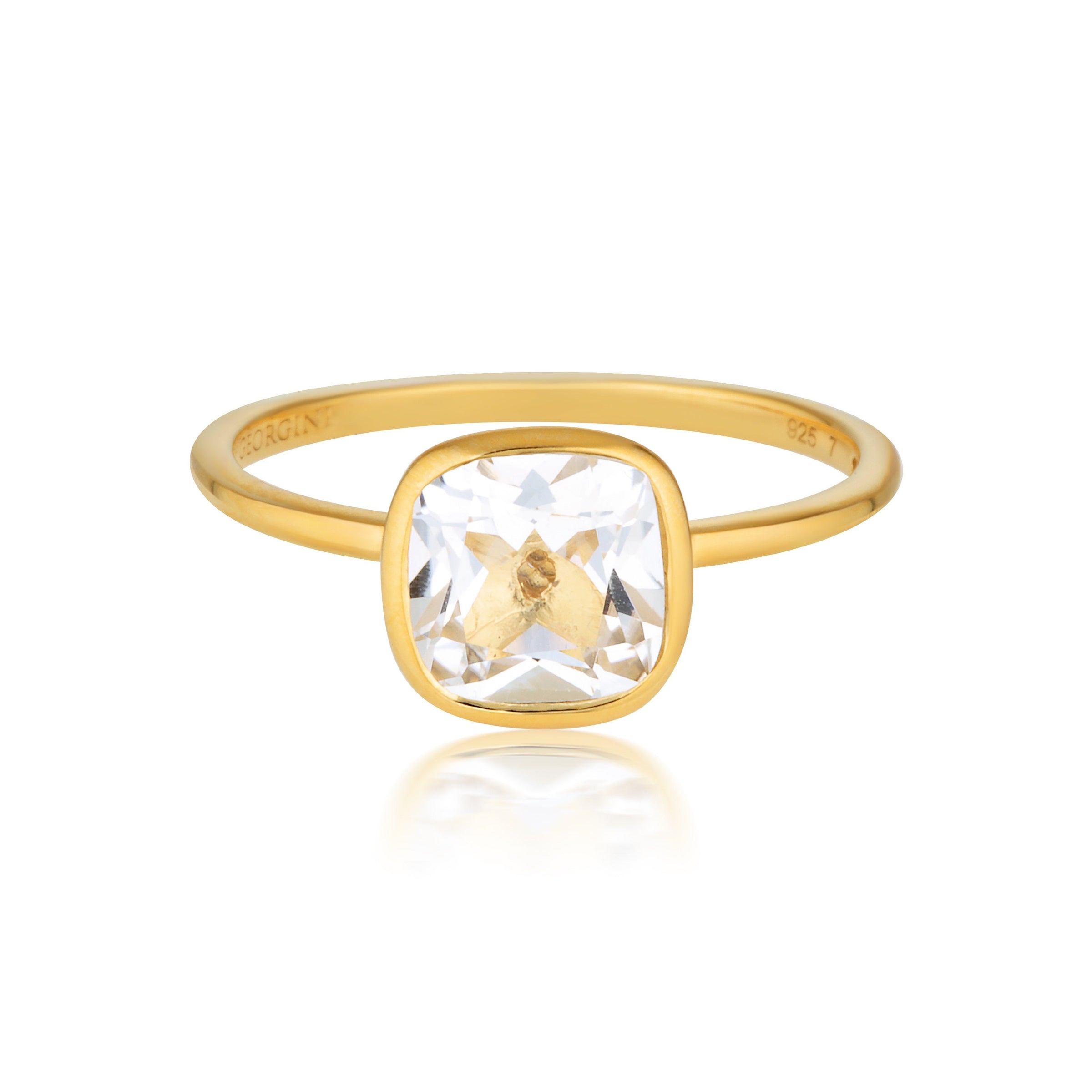 Georgini - Doros Yellow Gold White Topaz Ring Bevilles Jewellers 8 
