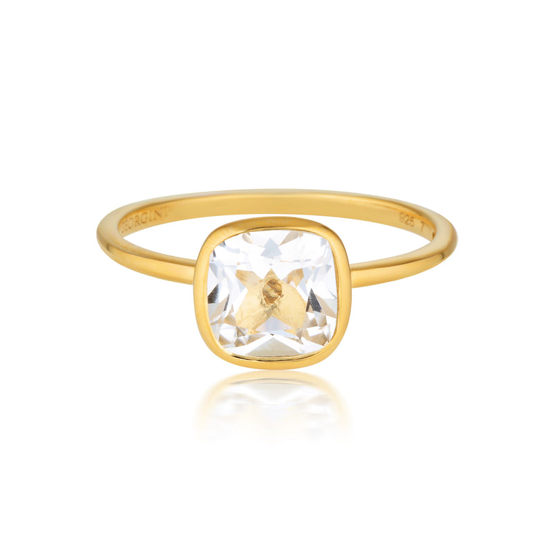 Georgini - Doros Yellow Gold White Topaz Ring Bevilles Jewellers 5 