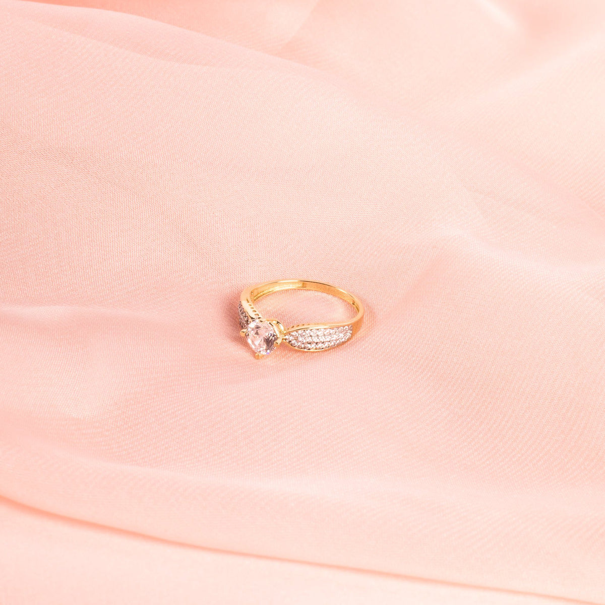 9ct Yellow Gold Cubic Zirconia Ring with Tapered Shoulders Rings Bevilles 