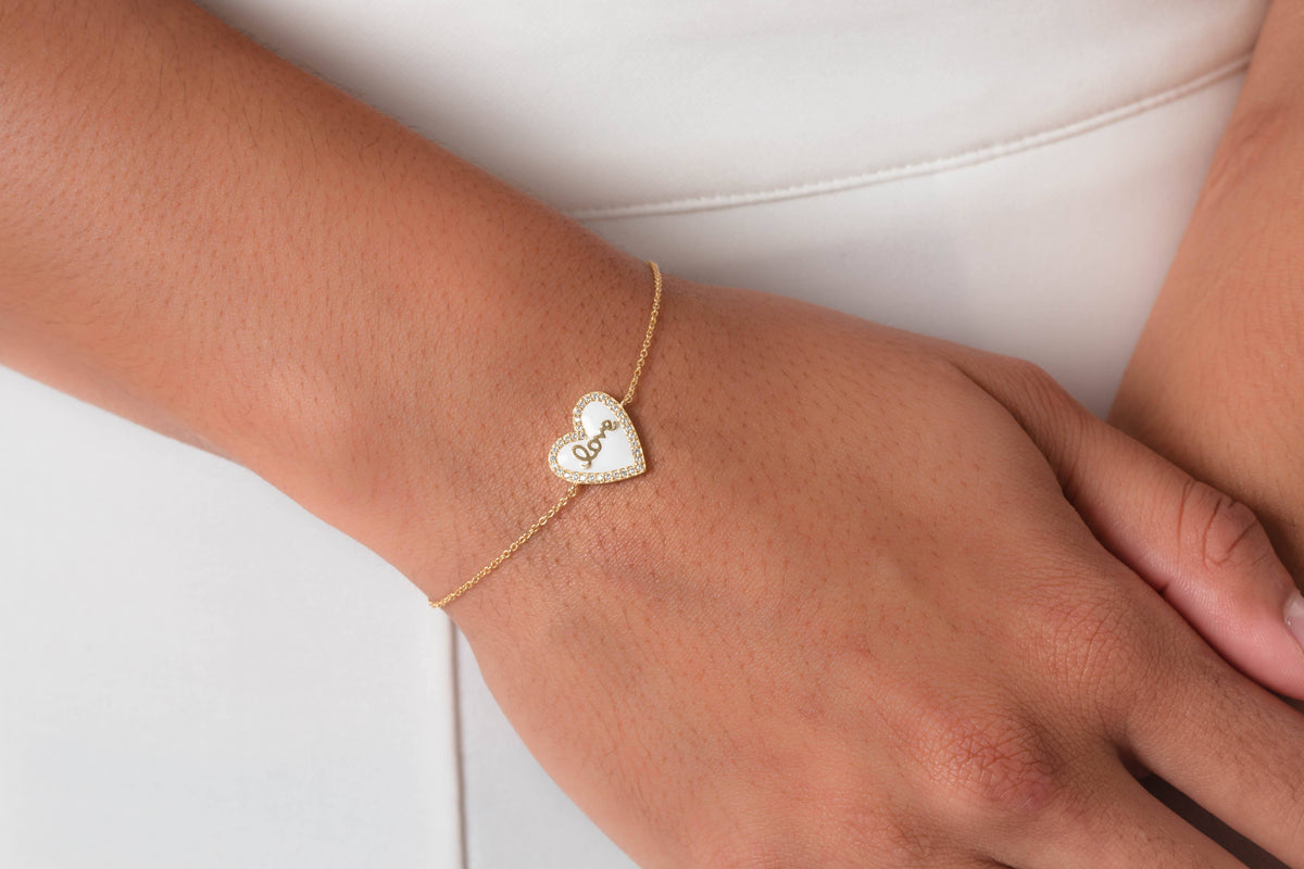 GEORGINI REFLECTION ENAMEL LOVE HEART BRACELET GOLD Georgini 