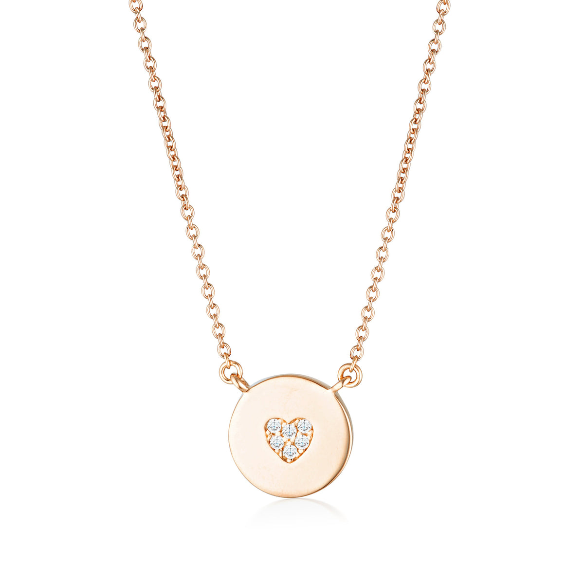 GEORGINI ROCK STAR HEART DISC ROSE GOLD PENDANT Bevilles Jewellers 