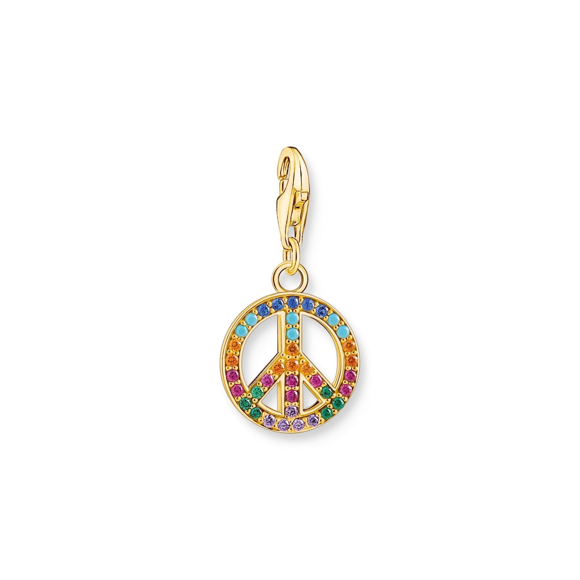 THOMAS SABO Charm pendant peace with colourful stones gold Charm Pendant Thomas Sabo 