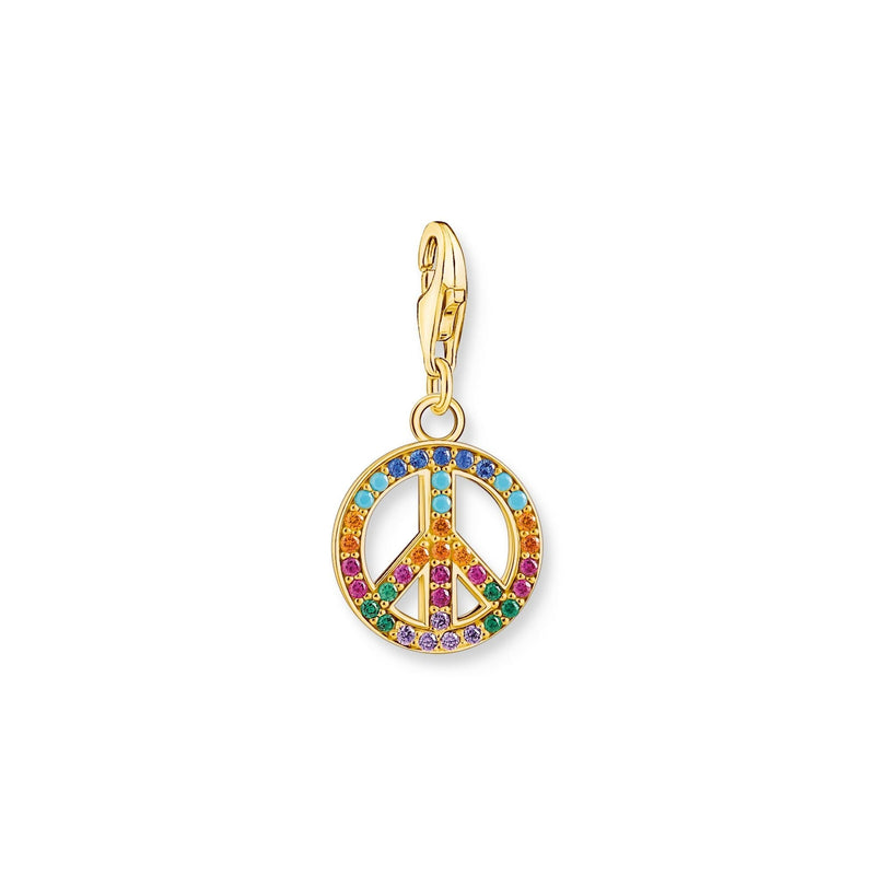 THOMAS SABO Charm pendant peace with colourful stones gold Charm Pendant Thomas Sabo 