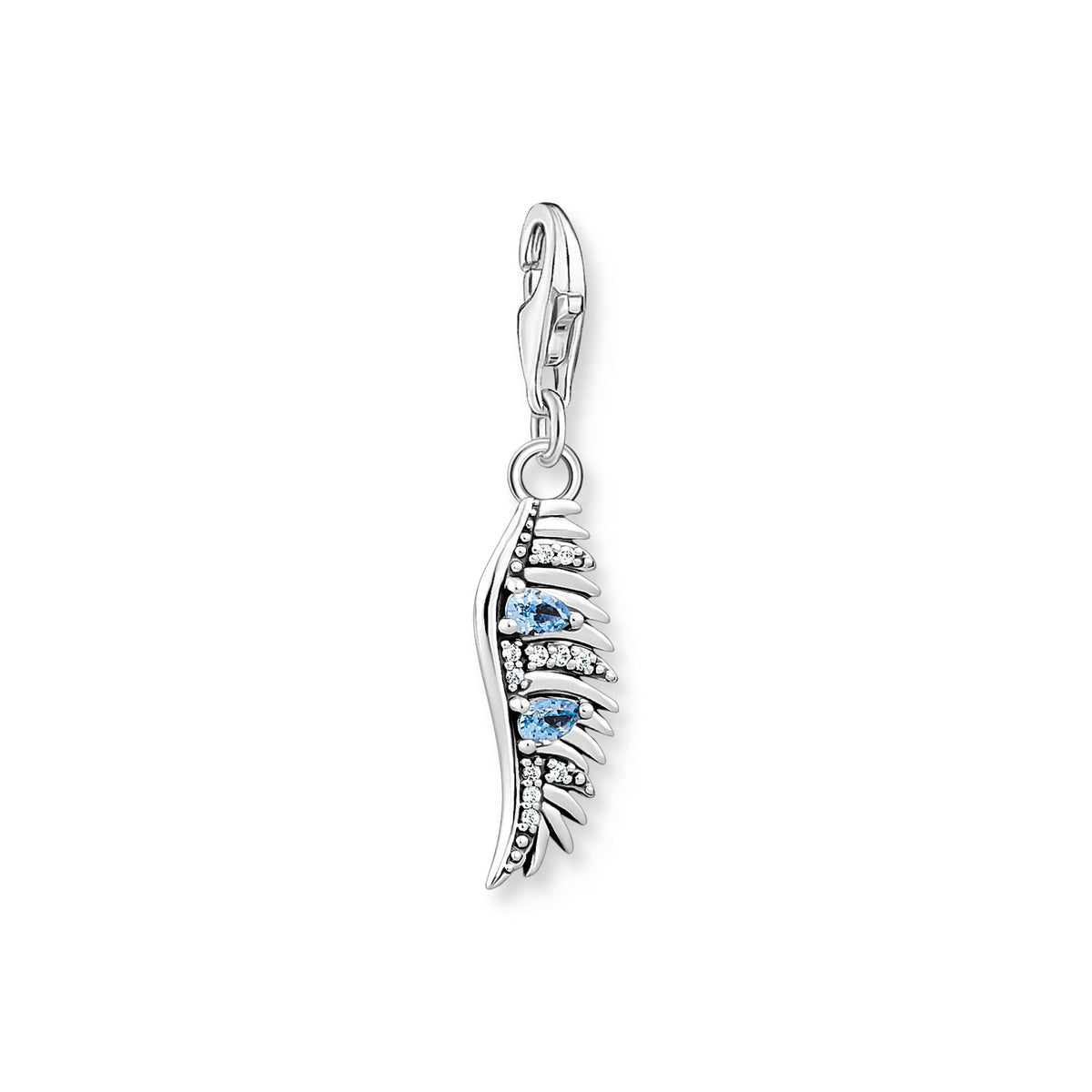 THOMAS SABO Charm pendant phoenix feather with blue stones silver Charm Thomas Sabo 