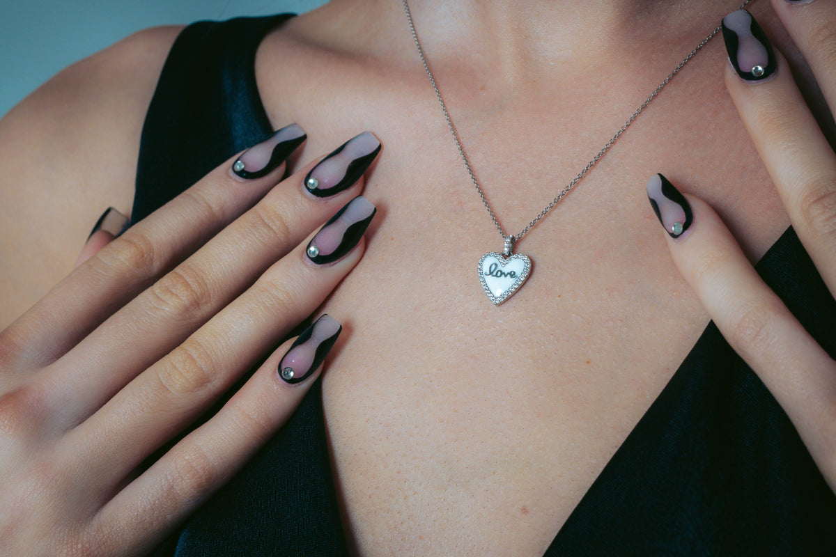 GEORGINI REFLECTION ENAMEL LOVE HEART PENDANT SILVER Georgini 