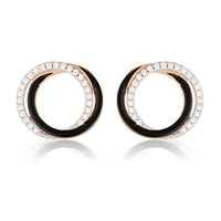 GEORGINI REFLECTION CIRCLES EARRING ROSE GOLD, SILVER & BLACK ENAMEL Georgini 