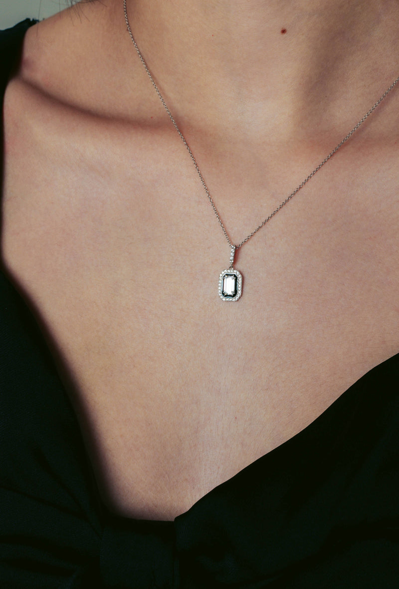 GEORGINI REFLECTION RETROSPECT PENDANT SILVER & BLACK ENAMEL Georgini 