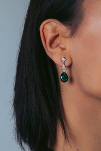 GEORGINI REFLECTION ILLUMINATE EARRINGS TWO TONE GREEN NANO & BLACK ENAMEL Georgini 
