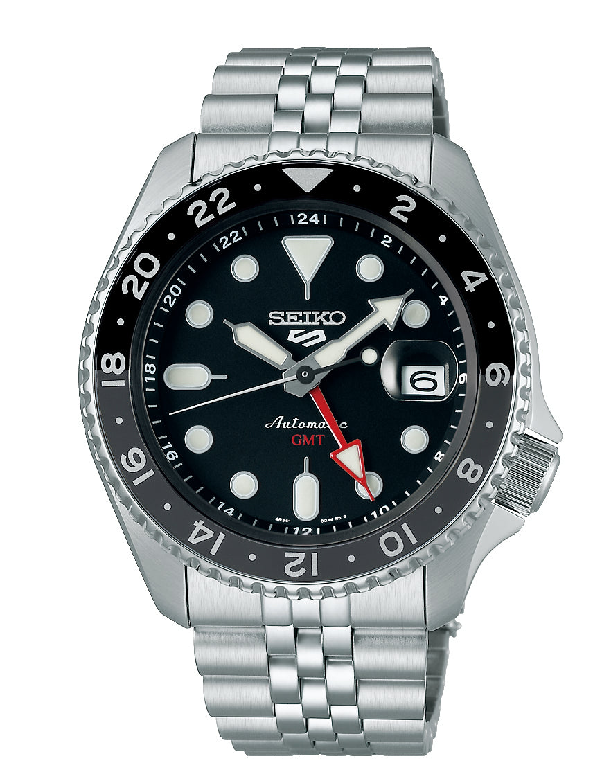 Seiko GMT Black and Silver Men's Watch SSK001K