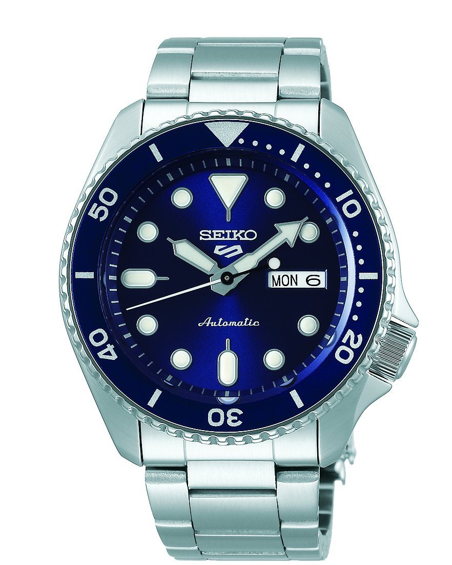 Seiko Sports Men's Automatic Blue Bezel Silver Watch SRPD51K