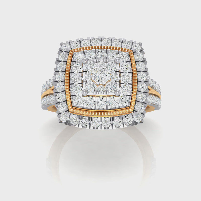 Square Look Halo Ring with 1.00ct of Diamonds in 9ct Yellow Gold