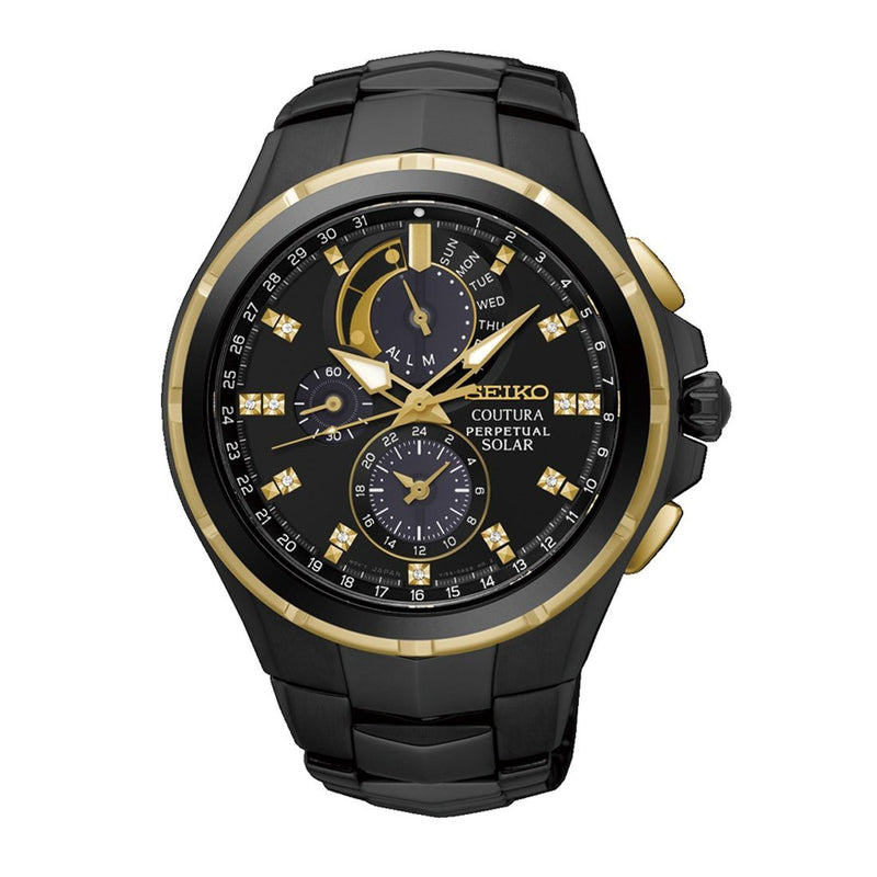 Seiko Men's Coutura Black and Gold Watch SSC573P Watches Seiko 