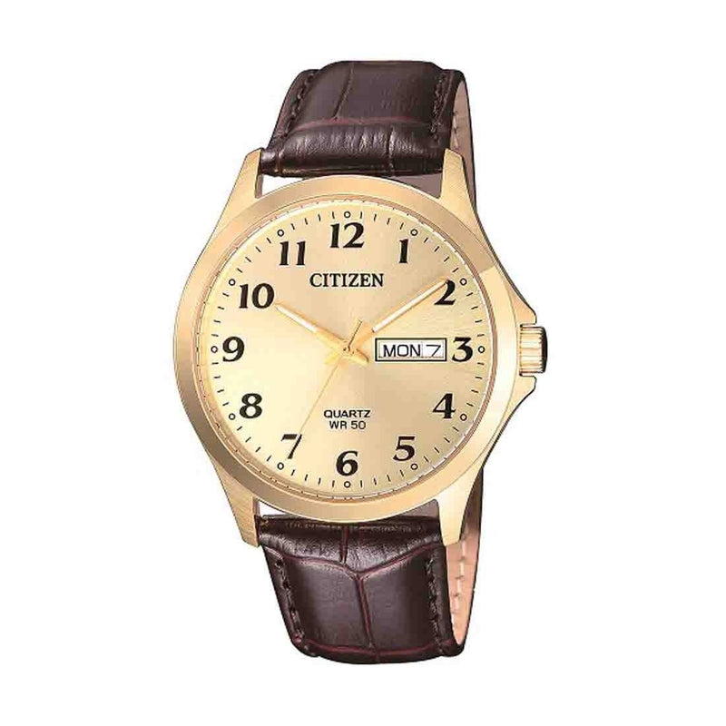 Citizen Men's Gold Stainless-Steel Brown Leather Watch Model BF5002-05P Watches Citizen 