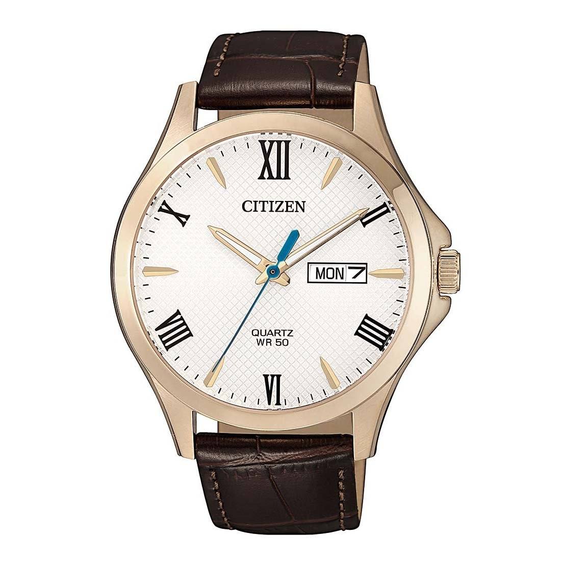 Citizen White Brown Leather Watch BF2023-01A Watches Citizen 