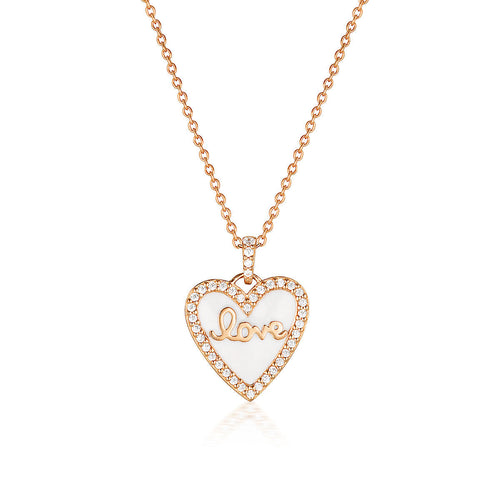 GEORGINI REFLECTION ENAMEL LOVE HEART PENDANT ROSE GOLD Georgini 