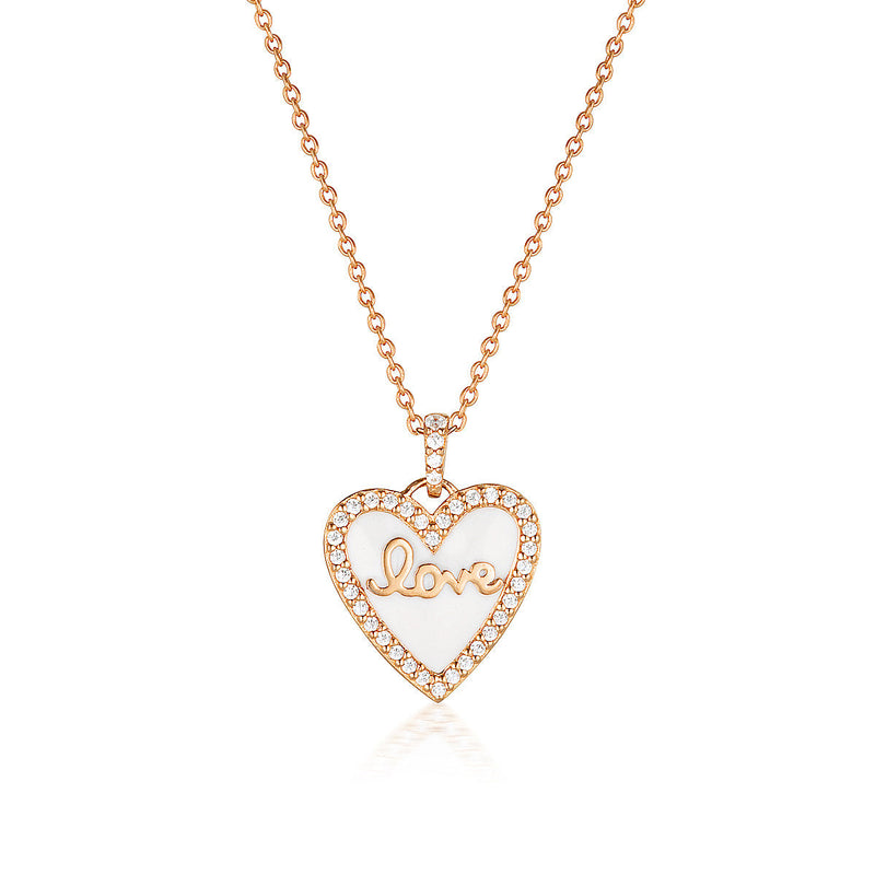 GEORGINI REFLECTION ENAMEL LOVE HEART PENDANT ROSE GOLD Georgini 
