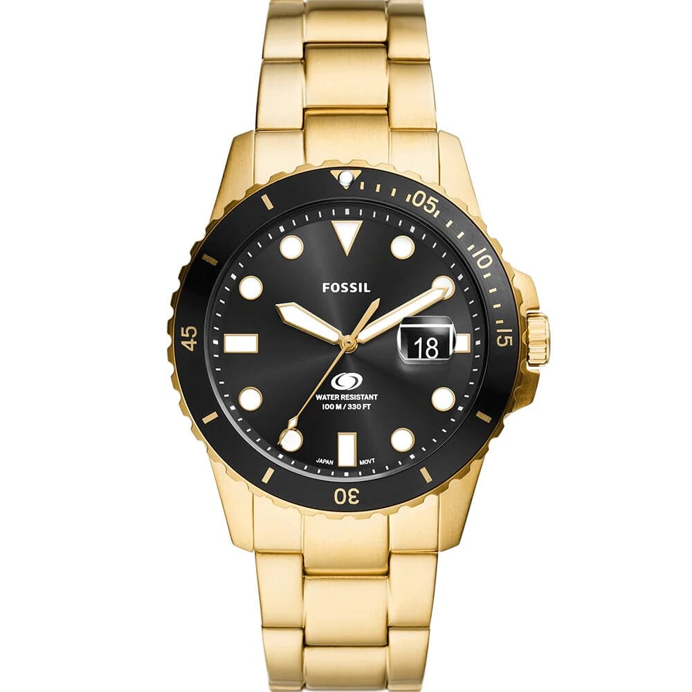 Fossil Blue Dive Three-Hand Date Gold-Tone Stainless Steel Watch FS6035 Watches Fossil 