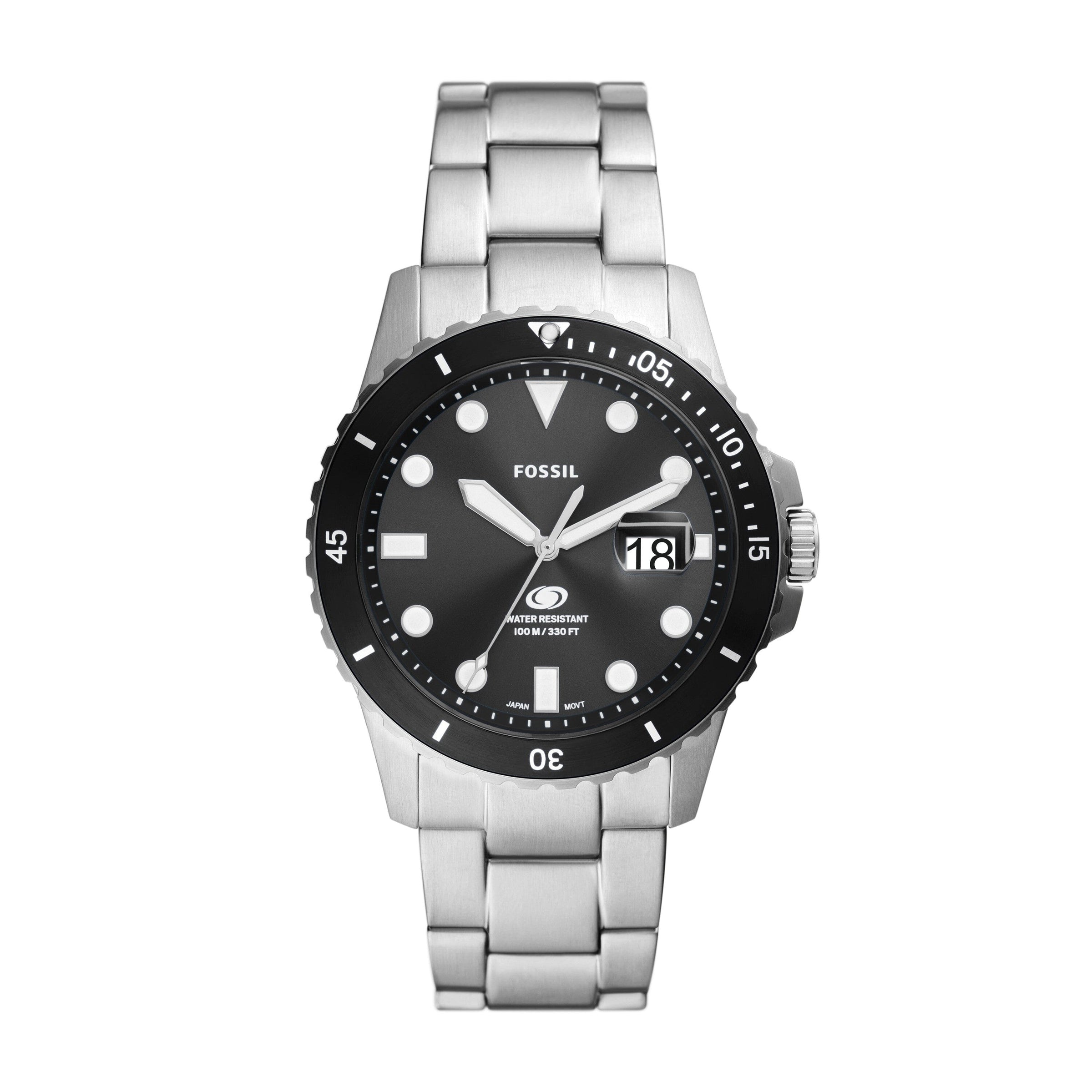 Fossil Blue Dive Three-Hand Date Stainless Steel Watch FS6032 Watches Fossil 
