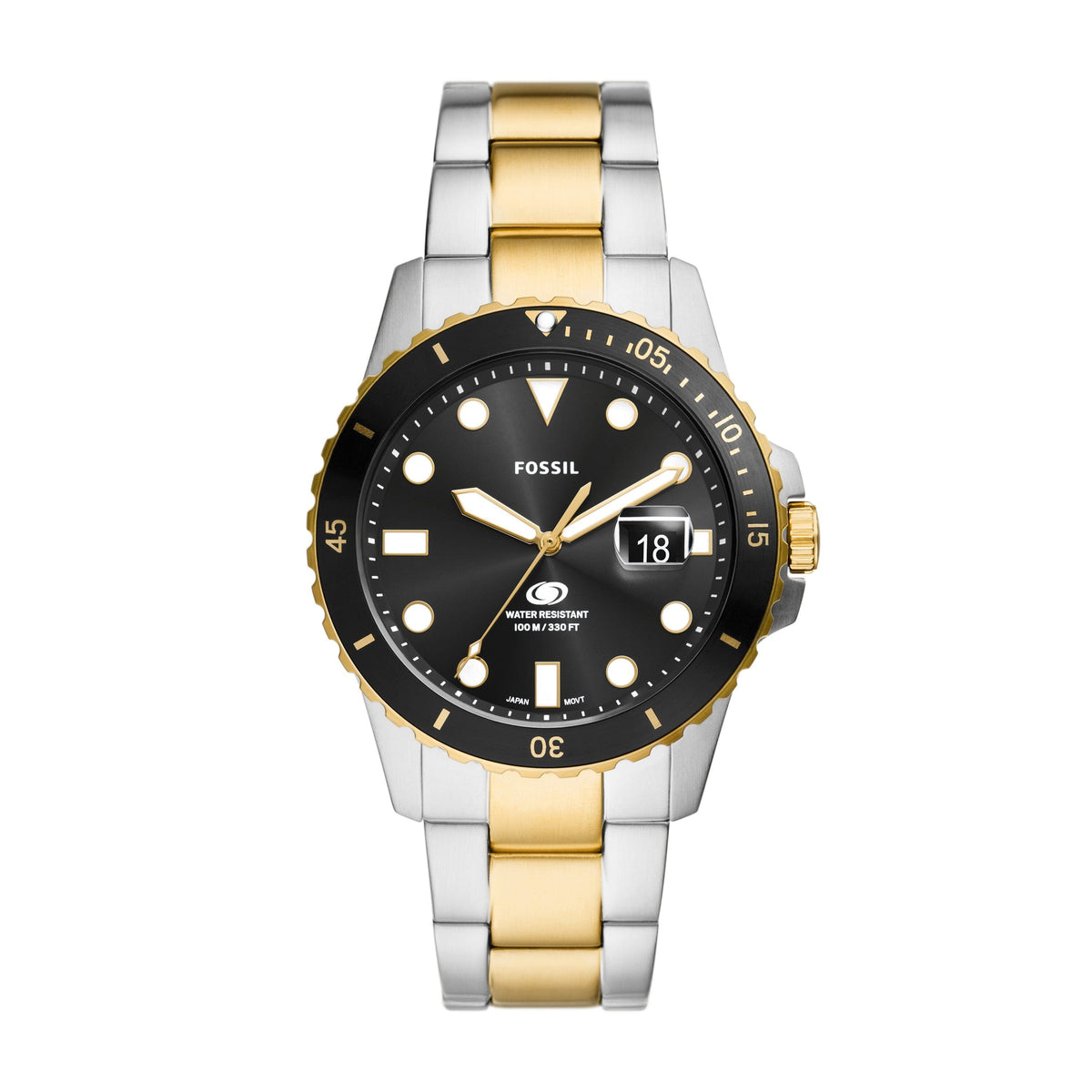 Fossil Blue Dive Three-Hand Date Two-Tone Stainless Steel Watch FS6031 Watches Fossil 