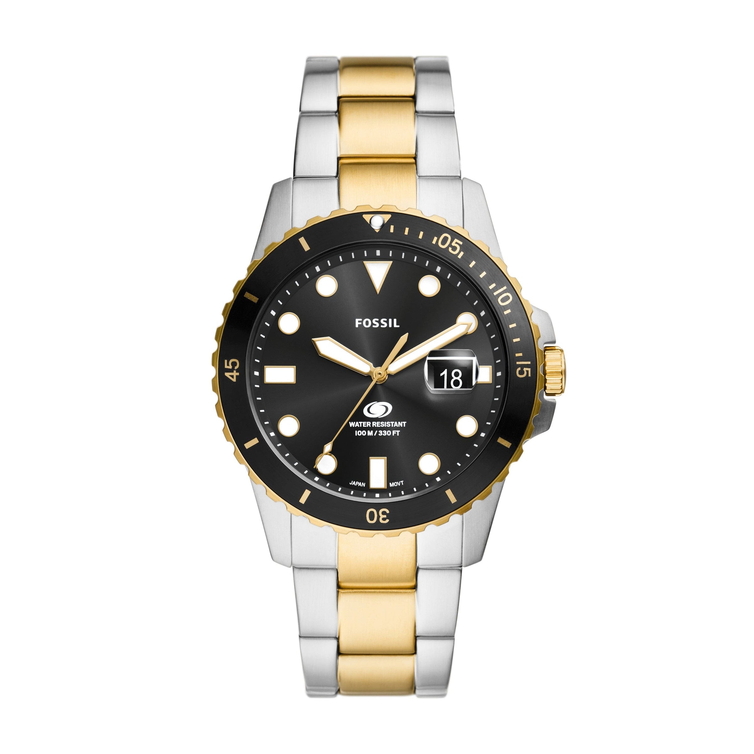 Fossil Blue Dive Three-Hand Date Two-Tone Stainless Steel Watch FS6031 Watches Fossil 