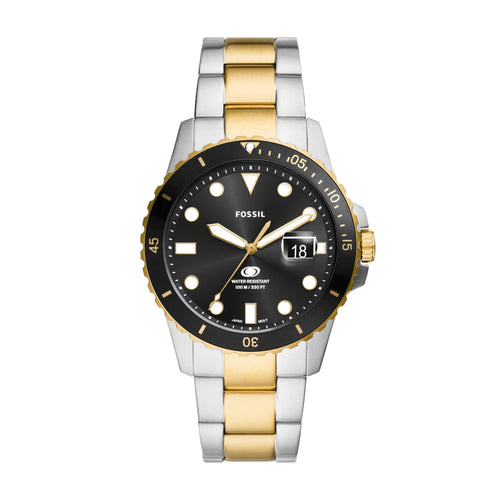 Fossil Blue Dive Three-Hand Date Two-Tone Stainless Steel Watch FS6031 Watches Fossil 