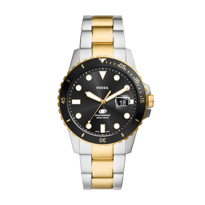 Fossil Blue Dive Three-Hand Date Two-Tone Stainless Steel Watch FS6031 Watches Fossil 