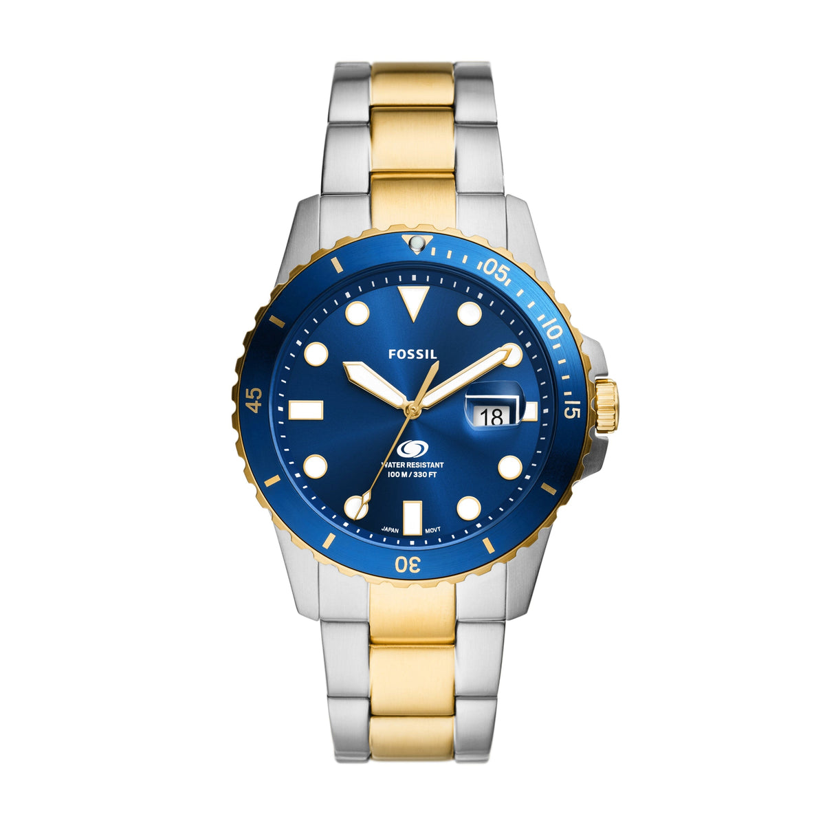 Fossil Blue Dive Three-Hand Date Two-Tone Stainless Steel Watch FS6034 Watches Fossil 